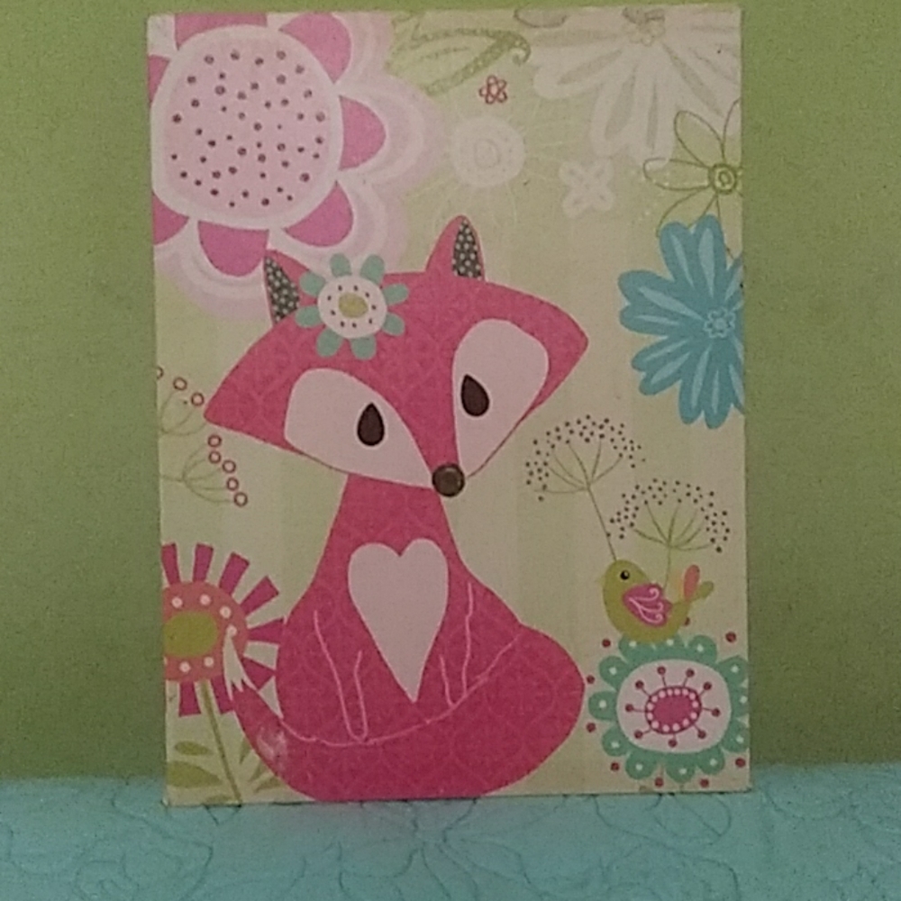 Pink fox cute for Nursery or girls room